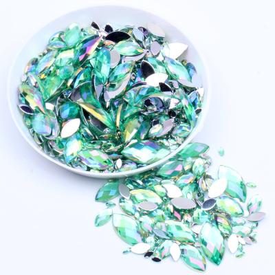 China Rhinestone Acrylic Color Rhinestones 6x12mm 5000pcs Flatback Marquise Earth Facets ab Flatback For Nail Art Decorations for sale