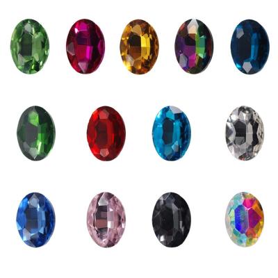 China Pointback All-Sizes Colorful Oval Shape Rhinestone DIY Glass Material Pointback Diamantes Stones For Wedding Dressing, Jewelry Crafts for sale