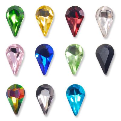 China Colored Glass Back Diamond Stones Accessories Tool Rhinestones Crystal Point Waterdrop Shiny Pointback Teardrop Rhinestones 50pcs/bag for sale