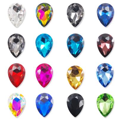 China Shiny Glass Back Pointback Pointback Diamantes Crystal Waterdrop Teardrop Shape Rhinestone Stones For Costume Wedding Ornaments Design Gem for sale