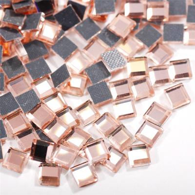 China Square Rhinestone Flatback Crystal Stones Transparent Jelly Glass Dress Rhinestone Hot Fix Gems Hot Fix for sale