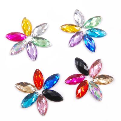 China Sew On Flatback Crystals Stones Horse Eye 6*12mm Crystal Flatback Rhinestones Sew On Acrylic Strass For DIY Clothes Crafts for sale