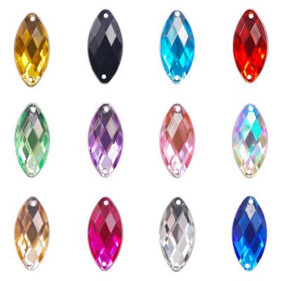 China Flatback 9*18mm Horse Eye Acrylic Sew On Rhinestones Flatback Colored Acrylic Sewing Rhinestones Loose Stones For Women Dress for sale