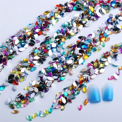 China 14Colors 3*6mm Acrylic Fix Flatback Crystal Horse Eye Shape Flatback Non-Hot Fake Stones Stick On Stones For Clothes Nail for sale