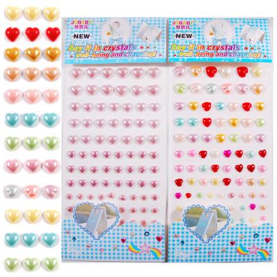 China Pearl Decorative Single Heart Sticker Self Adhesive Acrylic Heart Shape Sticker 4 Size Face Decoration Stickers for sale