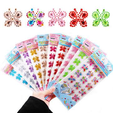 China Full Color Toy Sticker Crystal Phone Personalized Stickers Scrapbook Rhinestone Butterfly Sticker Decorative Rhinestone Stickers for Gifts for sale