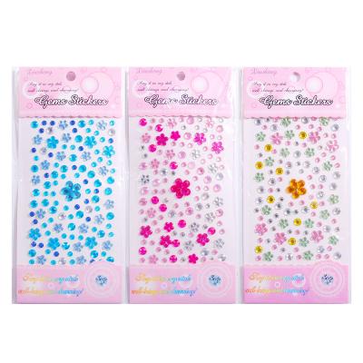 China Decorative Reusable Glitter Gem Self-adhesive Sticker Decorative 3D Faux Stone Eyeliner Stickers for sale