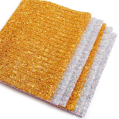 China Hot Adhesive /self ab /golden Adhesive Acrylic Crystal Rhinestones Pointback 24cm*40cm Fix Balance Chains Iron On Resin Sticker For Clothes Shoes for sale