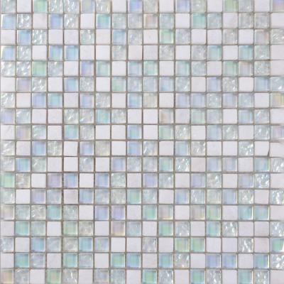 China Parquet Glitter Rainbow Color Mix Transparent Glass Mosaic Slab for sale