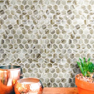 China Self Adhesive Parquet 148mm Mosaic Slab Fiberglass Mesh Mosaic Tile For Dubai for sale