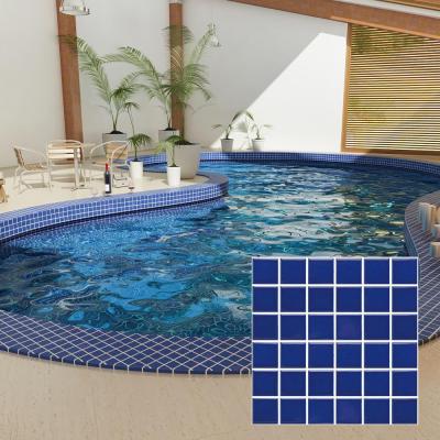 China Best Parquet Swimming Pool Dark Cobalt Blue Ceramic Mosaic Tiles For Swimming Pool for sale