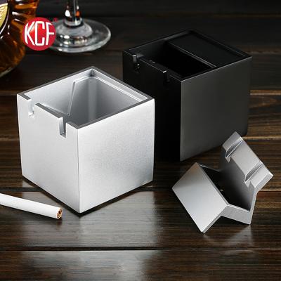 China Aluminum alloy new product luxury aluminum alloy square silver ashtray for gift for sale