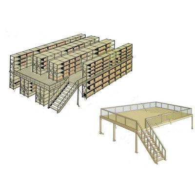 China Large Corrosion Protection Mezzanine Platform Racking System with Stairs for Warehouse Solution Mezzanine Floor Racking System for sale