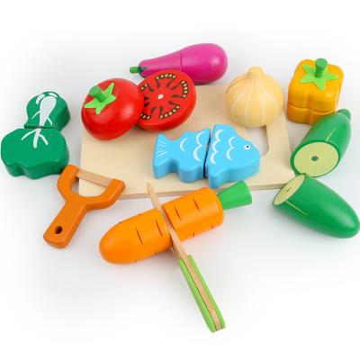 China Wood Role Play Magnetic Fruit and Veg Educational Wooden Kitchen Toy, Pretend Play Food Kitchen Toys for Kid for sale