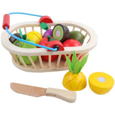 China Hot Selling Wooden Pretend Cook Kitchen Wooden Toys For Children Vegetable And Fruit Wooden Toys For Child Funny for sale