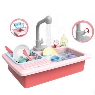 China Plastic Kids Electric Dish Wash Sink Set Toys Pretend Play Kitchen Toys For Kid for sale