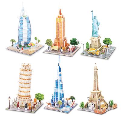 China DIY TOY 3D Wooden Puzzle World Famous Construction Wooden Toy For Kid Adults for sale