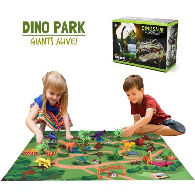 China Plastic Dinosaur World Plastic Dinosaur Toys With Game Met For Kids Game Toy Set For Child for sale