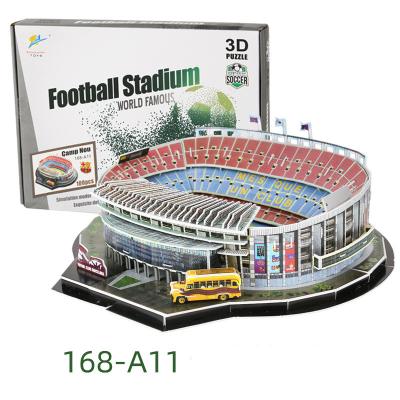 China DIY TOY 3D Wooden Puzzle World Famous Football Stadium Nou Camp Model Stadium for sale