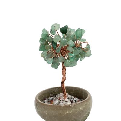 China 2022 New China Factory Decoration Amethyst Obsidian Money Tree Potted Feng Shui Lucky Crystal Stone Tree for sale