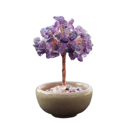 China China Multiple Colors Pure Natural Crystal Gemstone Bonsai Money Tree Christmas Tree Decorations for sale