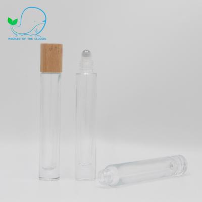 China Factory Direct Sale 10ml Rollball Glass Bamboo Bottle Personal Care Broken-resistant Essential Oil Use Clear for sale