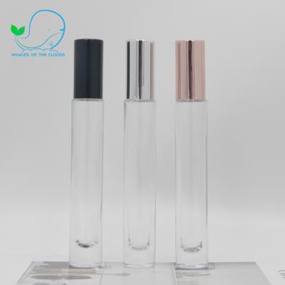 China Personal Care Factory Direct Selling Custom Roll On Perfume Empty Clear Essential Oil Bottle Thick Glass With Steel for sale