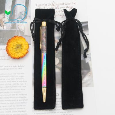 China Customized Black Velvet Exquisite Simple Wholesale Pen Bag Black Velvet Fabric Pen Pouch Recyclable Pen Pouch Drawstring for sale