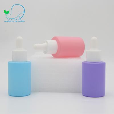 China Custom Solid Glass Matte Macaron Color Skin Care Personal Packaging Essential Oil Dropper Bottle For Cosmetic Packaging for sale