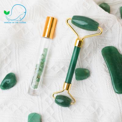 China 2021 New Product Body Massage Tool Portable Handheld Professional Facial Massage Natural Jade Roller Gua Sha for sale