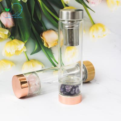 China New Style Viable Logo Premium Wood Natural Diamond Custom Made Crystal Glass Water Bottle for sale