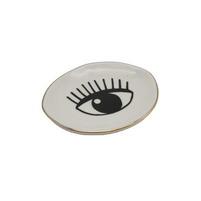 China Modern Heart Eye Shape Ring Dish Ceramic Trinket Ring Dish For Gift for sale