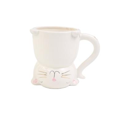 China Cute Modern Hand Painted 3D Cat Mug, Ceramic Coffee Mug, Novelty Gift Mug - dehua hengfei for sale