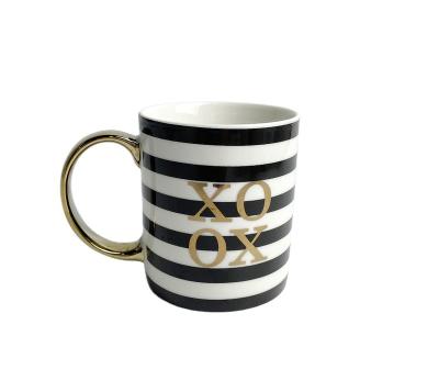 China Modern wholesale stripe shape ceramic mug stoneware coffee mug material dehua hengfei for sale