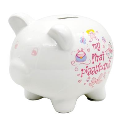 China Handmade PIG Shape Ceramic Coin Bank For Money Saving Kitty Money Bank And Sports Coin Decor for sale