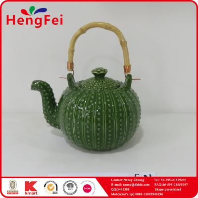 China Handmade personalized ceramic artificial cactus decor with kettle for sale