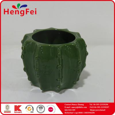 China Handmade personalized ceramic artificial cactus decor with storage pot for sale