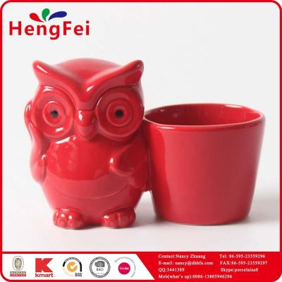 China Simple Hot Promotional Owl Shape Good Quality Ceramic Candle Holders for sale