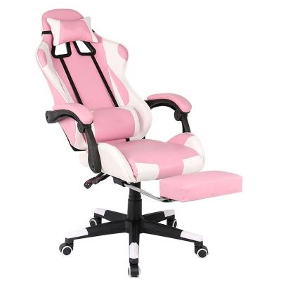 China (Size)Adjustable Embroidery Customized Logo Reclining Racing PC Gaming Chair Pink Ergonomic Silla Gamer for sale