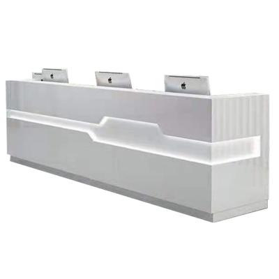 China Customization Modern Design White Led Beauty Salon Reception L Shaped Counter Counter for sale