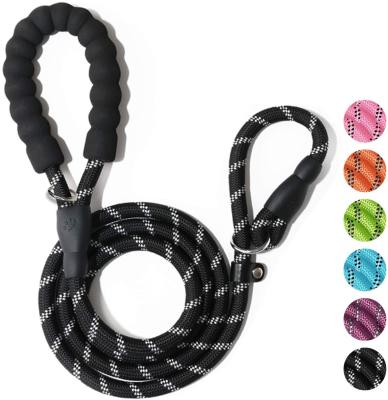 China Hot Selling Amazon Padded Big Dog Leads Soft Reflective Nylon Braided Pet Rope Dog Leash for sale