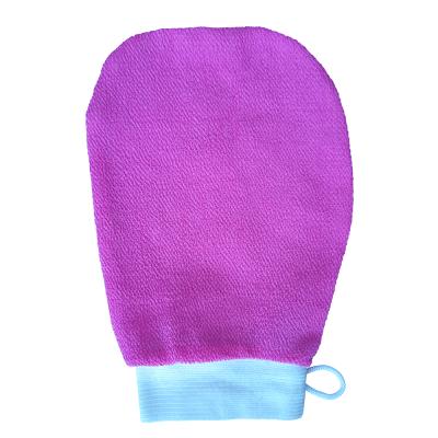 China EXFOLIATE Moroccan Deep Bath Custom Logo Cleansing Reusable Pink Black Exfoliating Gloves Dead Skin Viscose Glove for sale