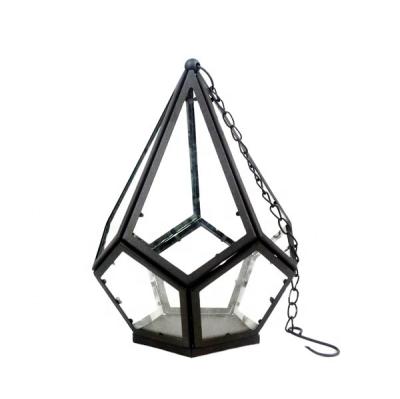 China Metal Home Glass Lantern Decoration Hanging Candle Holder For Decorative Wedding Party Home Decoration for sale