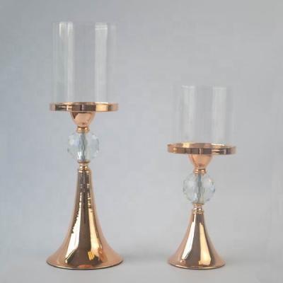 China Weddings New Product European Metal Glass Candle Tall Glass Candle Holders for sale