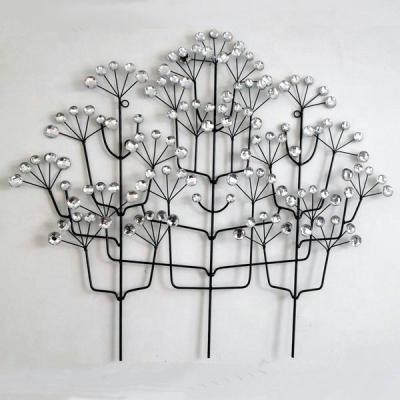 China Living room handmade creative home background wall decoration personalized 3d iron decorative wall hanging with crystal beads for sale