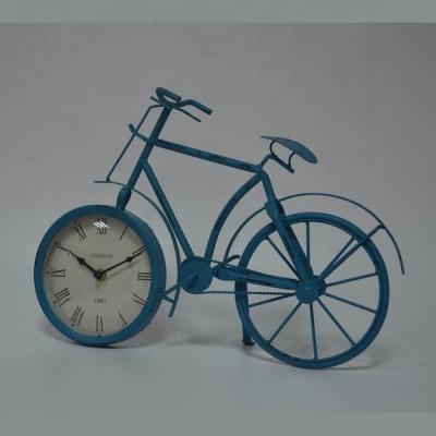 China Antique Style Iron Wire Metal Bicycle Table Clock for sale