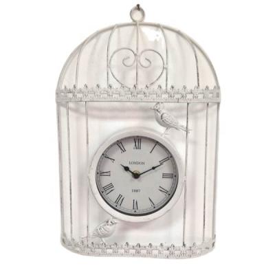 China Small antique style birdcage metal wall clock for home decoration for sale