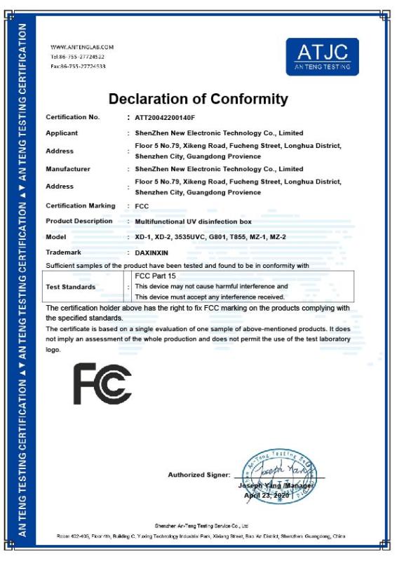 FCC - Shenzhen Daxinxin Technology Co., Ltd.