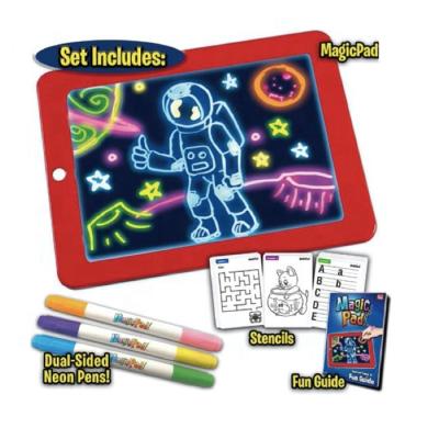 China Children Drawing Hot Selling Promotional Animation Smart Boards Kids Magic Clipboard Fluorescence LED Drawing Board Pad With Light for sale