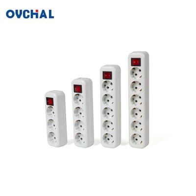 China OUCHI Customized Logo 2 Pin 10A/16A Residential/General Purpose Round Electrical Multiple Socket With Switch for sale